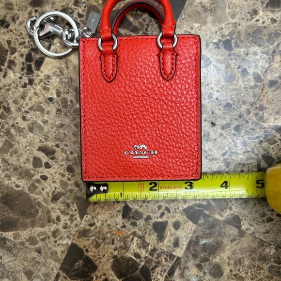 Coach Cherry Red Pebbled Leather Keychain Bag - Picture 7 of 7